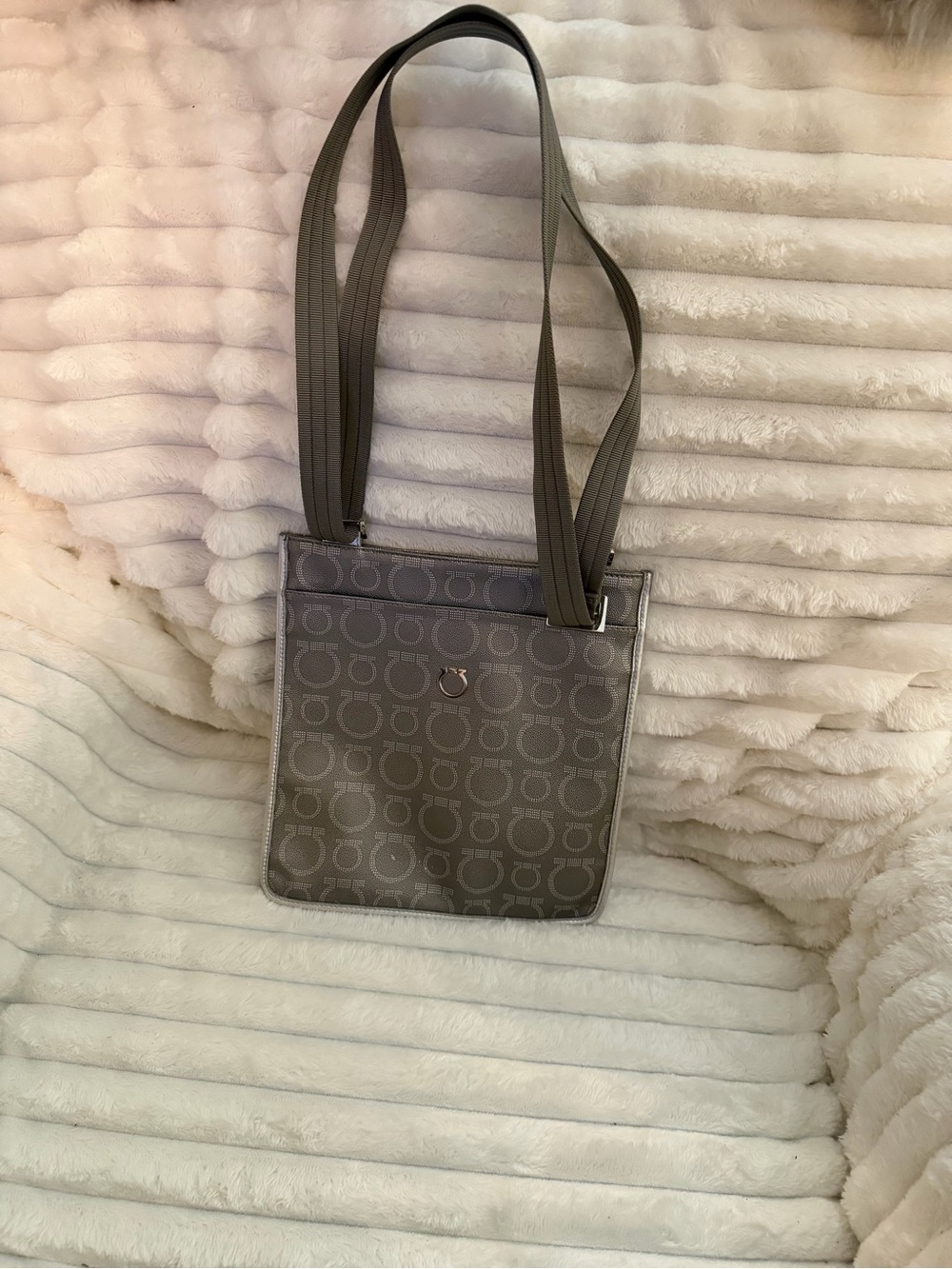 Salvatore Ferragamo Gancini Monogram Flat Messenger Bag